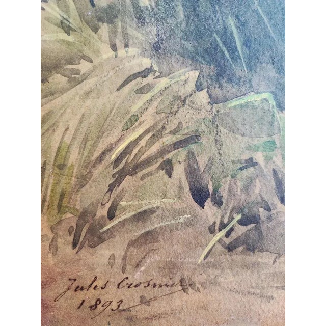 Jules Crosnier, Prairie aux environs de Genève, 1893, Watercolor & Gouache on Canvas, Framed For Sale - Image 3 of 12