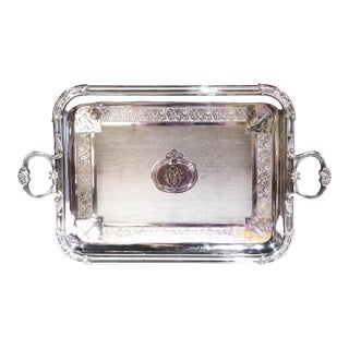 19th C. French Silver-Plated Monogrammed Tray by Pelloutier & Cie, Dated 1894 For Sale