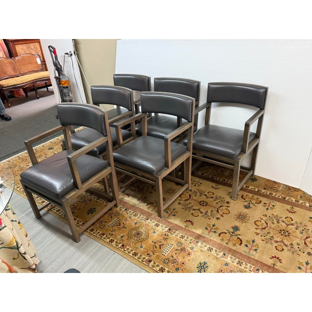 B&B Italia Antonio Citterio for Maxalto + B&b Italia Simplice Leather Arm Chairs, Set of Six For Sale - Image 4 of 12