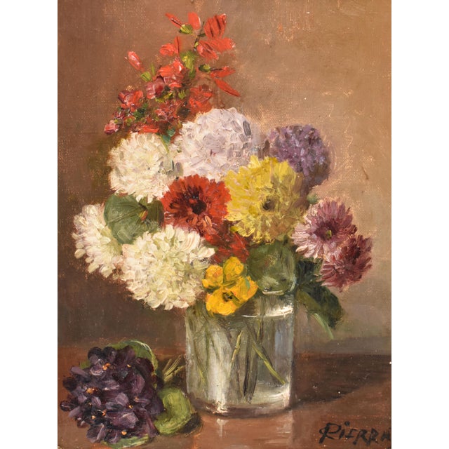 Nicolas Constant Pierrat, Still Life with Flowers, Dahlias and Violets, 19th Century, Oil on Canvas, Framed For Sale - Image 3 of 11
