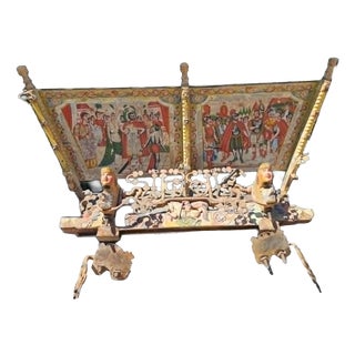 Sicilian Carved Wrought Iron Cart, 18th-19th Century, Set of 4 For Sale