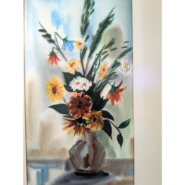 Mid-Century Modern Mid 20th Century Betty Harrington Original Watercolor Still Life of Wildflowers For Sale - Image 3 of 8