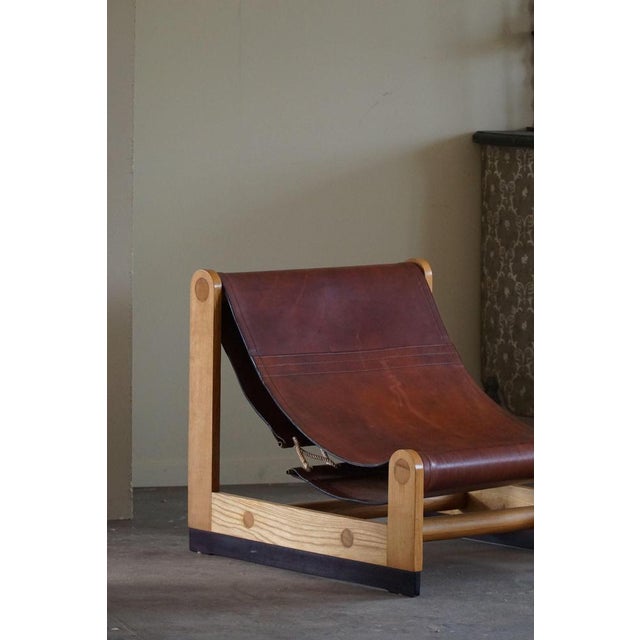 Wood Italian Modern Lounge Chairs and Ottomans in Leather and Elm by Francesco Lucianetti, 1960s, Set of 4 For Sale - Image 7 of 18
