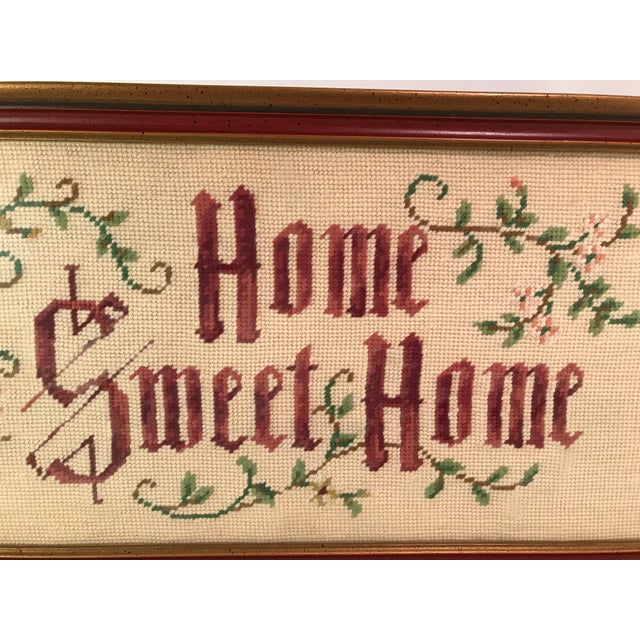 Vintage Home Sweet Home Framed Needlepoint | Chairish