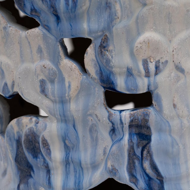 Early 21st Century Drip Blue & White Cloud Garden Stool For Sale - Image 5 of 6