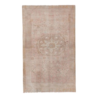 Vintage Faded Tan Turkish Karapinar Rug 4'7" X 7'1" For Sale