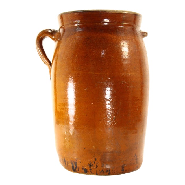 19th C. Southern Pottery Crock Butter Churn, Alkaline Glaze, Alabama For Sale