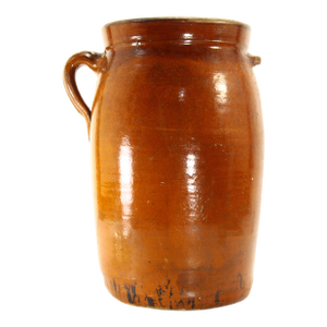 19th C. Southern Pottery Crock Butter Churn, Alkaline Glaze, Alabama