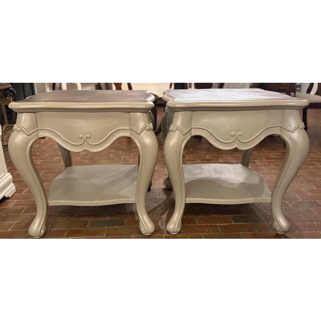 Oversized French Provincial Nightstands in Fusion Algonquin – Refinished Pair For Sale - Image 15 of 17