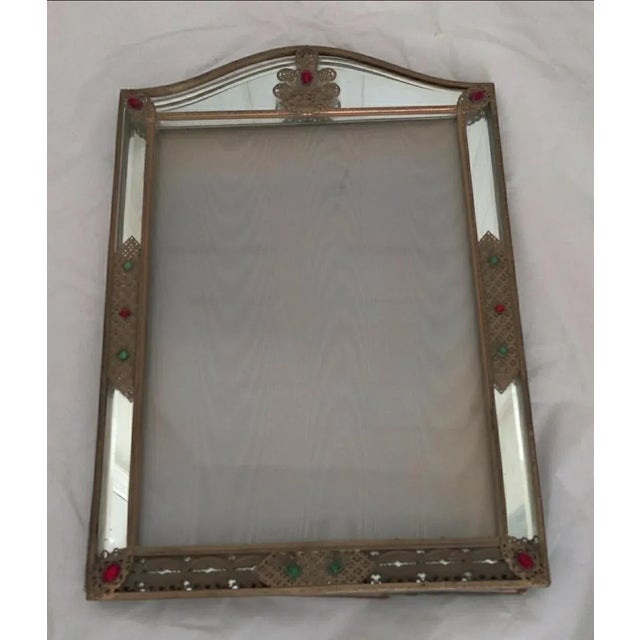 1920s Circa 1920 French Art Deco Bejeweled Mirrored Picture Frame For Sale - Image 5 of 6