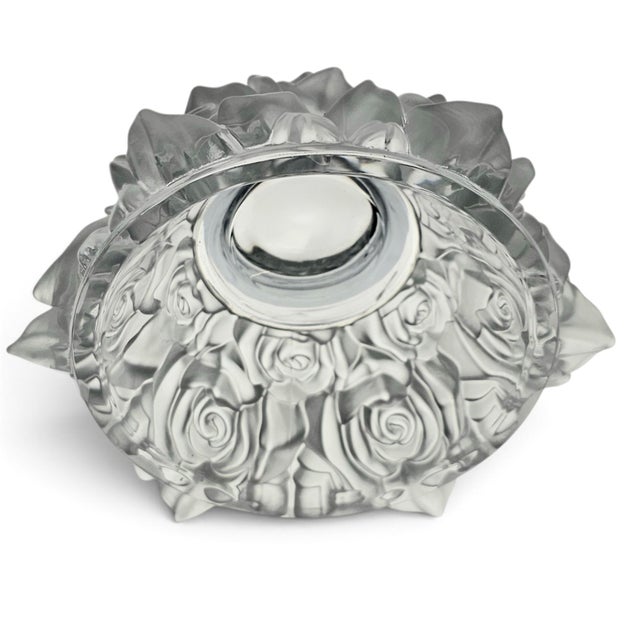 Shannon Crystal by Godinger Frosted Rose Bouquet Pedestal Bowl, 14", Ireland For Sale In San Francisco - Image 6 of 8