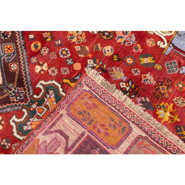 Textile Vintage Hand-Knotted Persian Qashqai Rug 5'9" X 8'6" For Sale - Image 7 of 18
