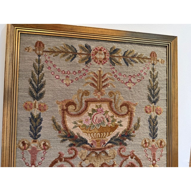 Vintage French Urn Framed Needlepoint/Tapestry For Sale In Portland, OR - Image 6 of 12