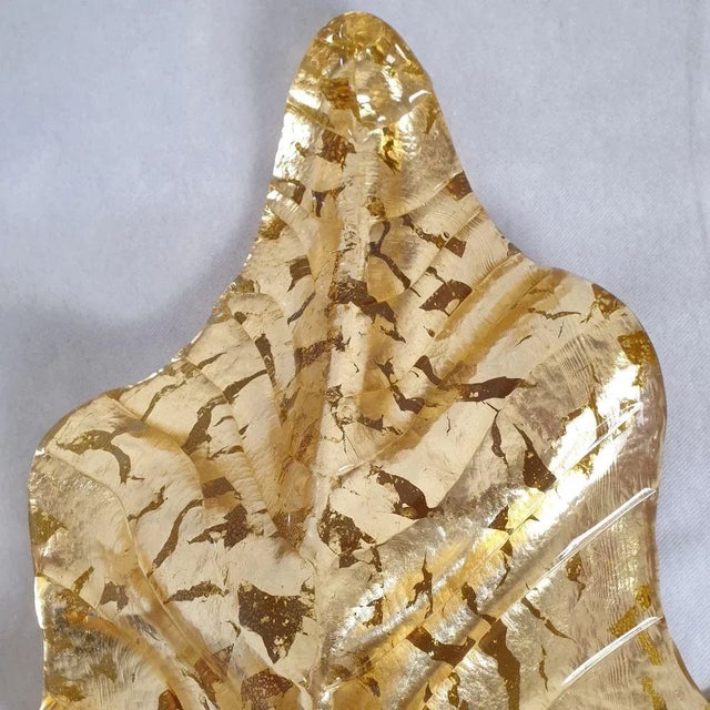 Gold 1980s Gold Murano Glass Leaf Sconces, Mid Century Modern For Sale - Image 8 of 13