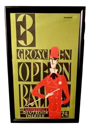 Original Linocut 3-Color Poster for 3 Groschen Opern Ball der Kammerspiele im Deutschen Theater by David Schneuer