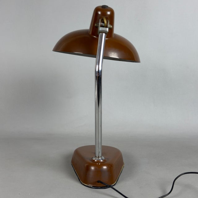 Mid 20th Century Vintage Adjustable Brown Metal Desk Table Lamp attributed to Seminara, 1960s For Sale - Image 5 of 11