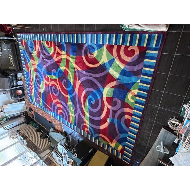 Large Abstract Wool Rug for Hilton Hotel, 1980s For Sale - Image 3 of 9