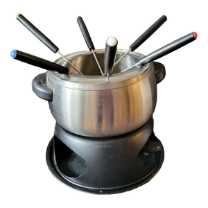 Vintage Fondue Set with Complete Pot, Stand and Burner and 6 Forks