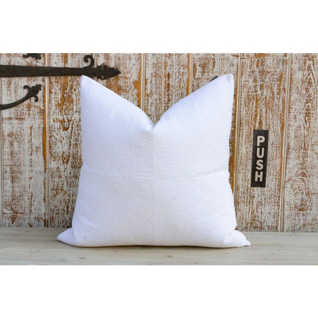 Indian White Filanan Kantha Euro Pillow For Sale - Image 3 of 9