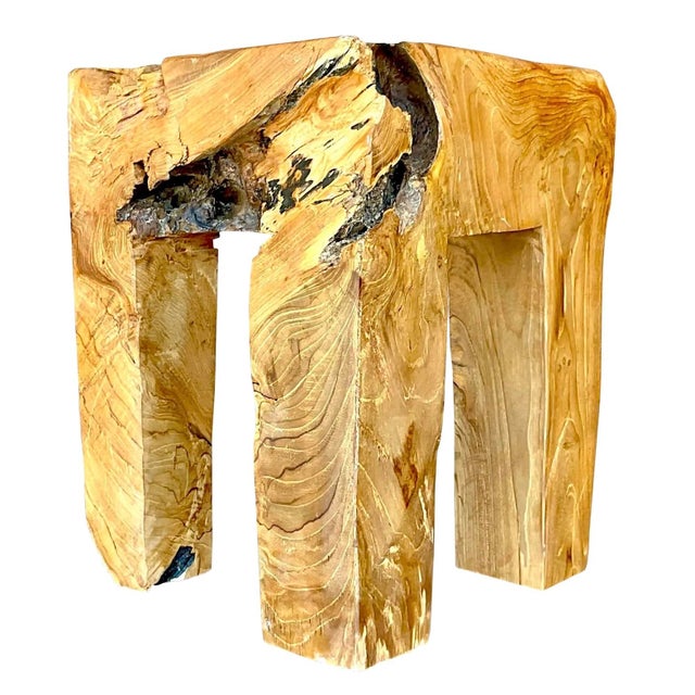 Vintage Organic Modern Sculptural Burl Wood Drinks Table For Sale - Image 10 of 13