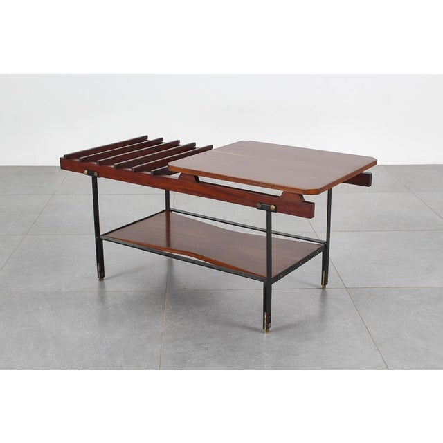 Black Mid-Century Iron and Teak Coffee Table from Home Torino, 1960s For Sale - Image 8 of 18