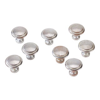 Set of 8 Early 20th Century Chrome Plated Cabinet Pull Knobs For Sale