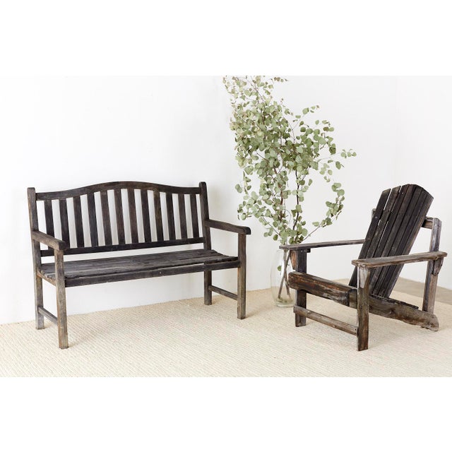 Weathered Teak Slat Back Garden Bench Chairish