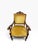 Striking antique Victorian armchair on wood-wheel casters featuring a richly finished mahogany-toned wood frame, dramatic...