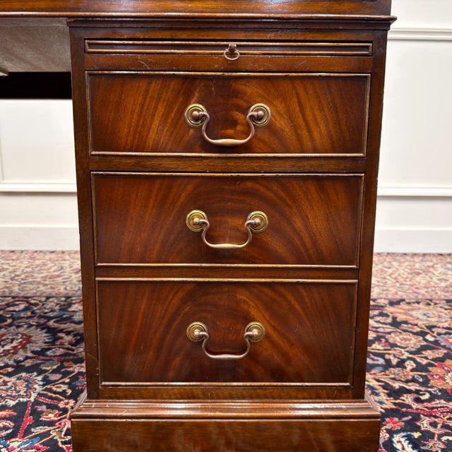 English Classic Desk with Green Leather Top For Sale - Image 12 of 18