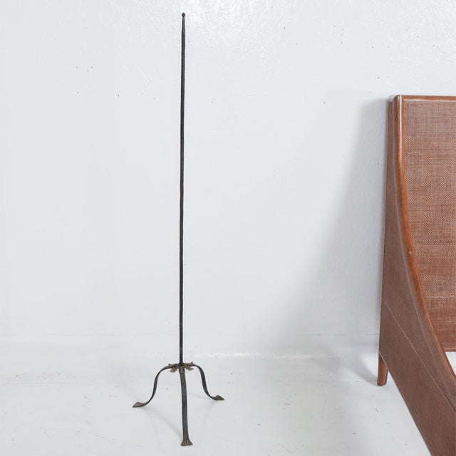 1950s Art Deco Flag Pole Stand Textured Metal Decorative Relief Tripod