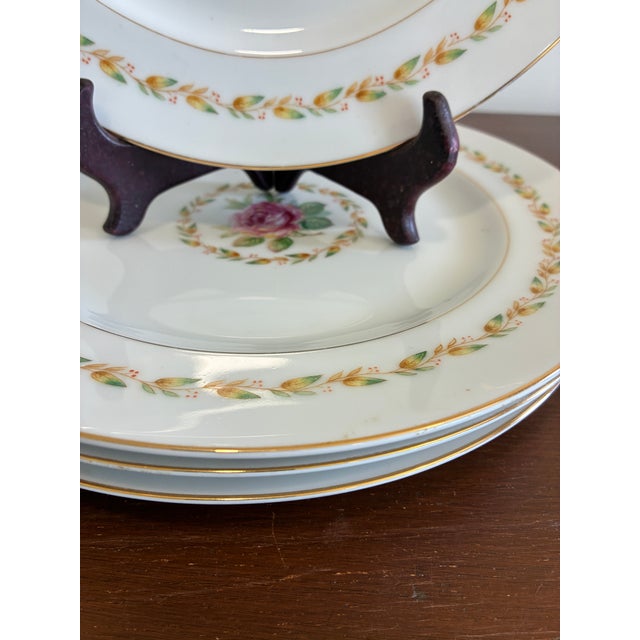 1940s Mikado Laurel Pattern Rose Dinner Plates – Set of 4 For Sale - Image 12 of 15