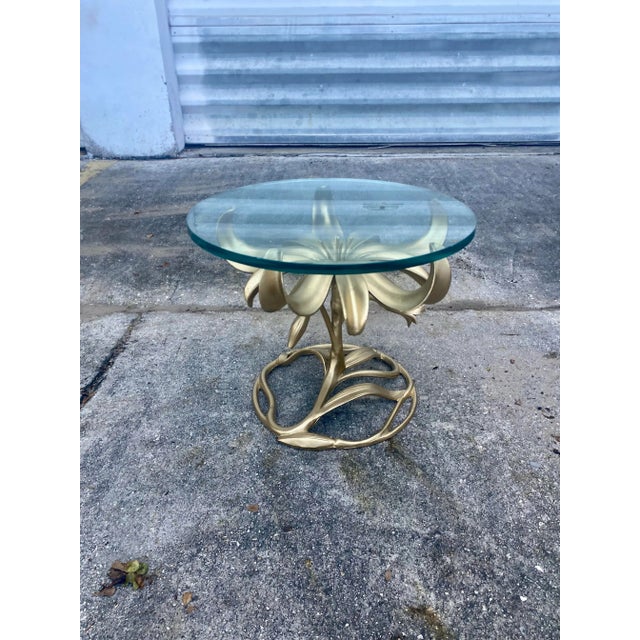 Bronze 1960s Arthur Court Style Gilt Metal Lyli Side Table . For Sale - Image 8 of 12