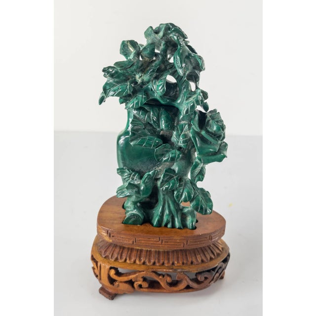 Late 20th Century Chinese Carved Malachite Stone Vase With Base For Sale - Image 13 of 13