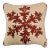Chandlers 4 Corners Cream and Red Hand Knot Pillow With Red Snowflake / Diamond Design For Sale