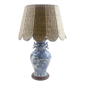 Blue and White Floral Porcelain Ginger Jar Lamp