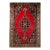 Vintage Persian Mazgalan Area Rug, Hand-Knotted Wool, Geometric Pattern, 5x7, Red & Navy For Sale