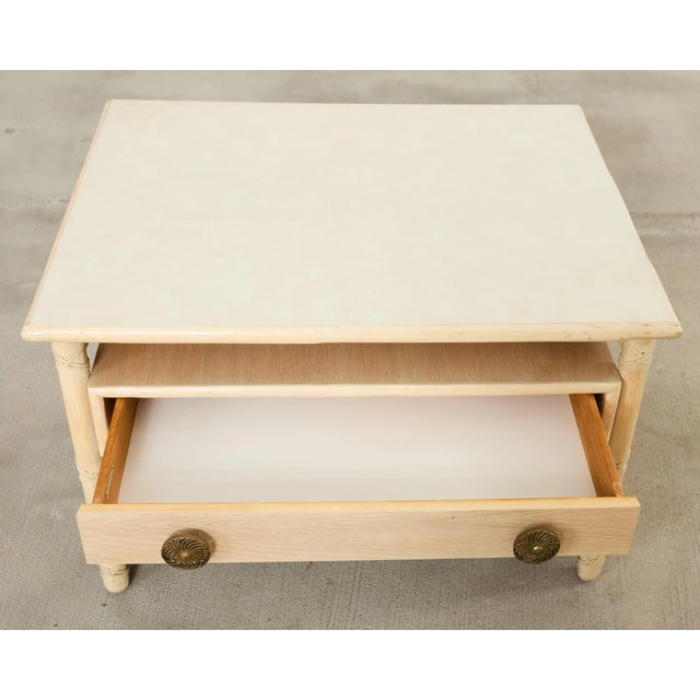 Pair McGuire Cerused Oak Rattan Nightstands End Tables For Sale - Image 15 of 17