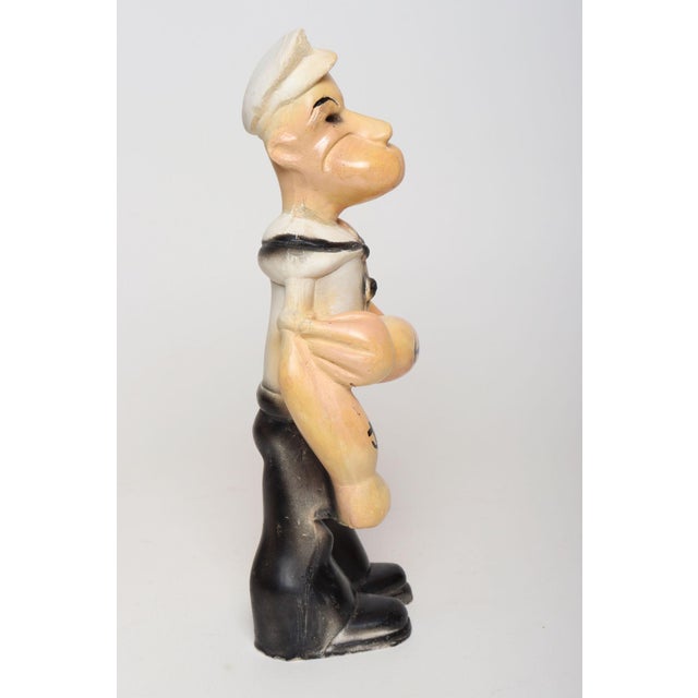 Folk Art Vintage 1930s Carved and Painted Chalkware Popeye Figurine For Sale - Image 3 of 16