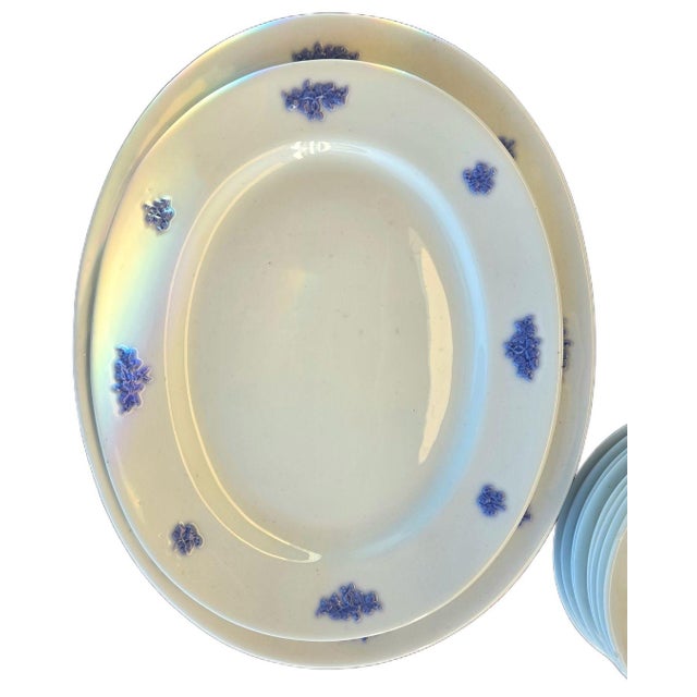 Antique Adderley England “Chelsea Blue” 75-Piece Bone China Set, 1930s • Raised For Sale - Image 9 of 18