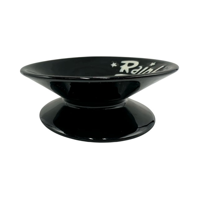 Mid 20th Century Vintage the Rainbow Room Nyc Restaurant Black Ceramic Ashtray New York City For Sale - Image 5 of 9