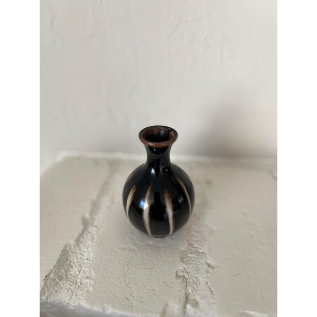 Miniature Tenmoku Black Glaze Studio Bud Vase For Sale - Image 15 of 15