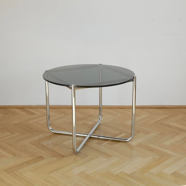 Metal MR Table in Smoked Glass by Ludwig Mies Van Der Rohe for Knoll International, 1970s For Sale - Image 7 of 7