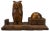 Hand-Carved Wooden Inkwell or Pen Stand with Owl Figure, 1920s For Sale