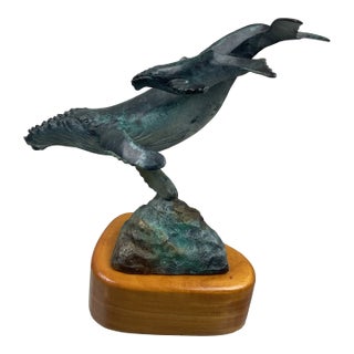 Patinated Bronze Whale Sculpture For Sale