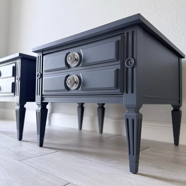 Beautiful pair of genuine American of Martinsville Mid Century Modern nightstands/end tables, professionally refinished by...