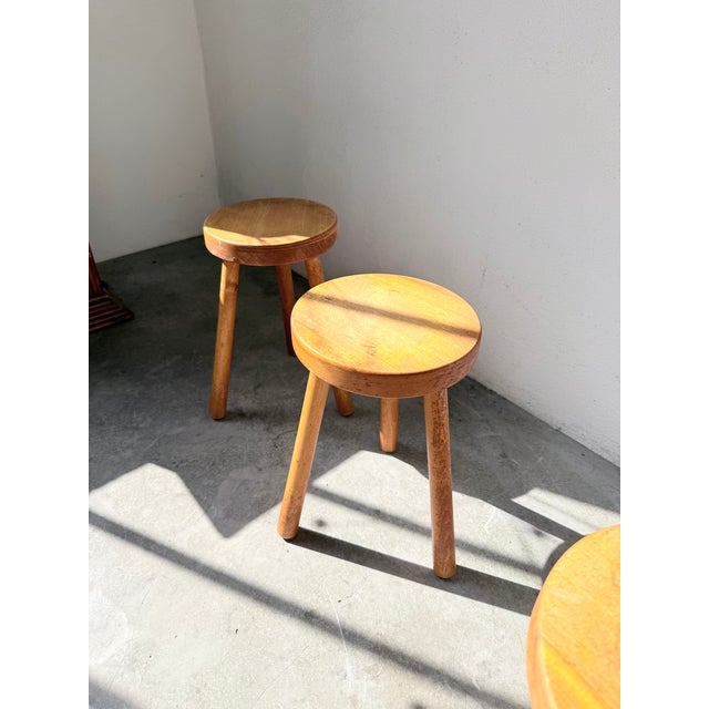 Tripod Stools in Gilded Oak, 1950s, Set of 4 For Sale - Image 18 of 18