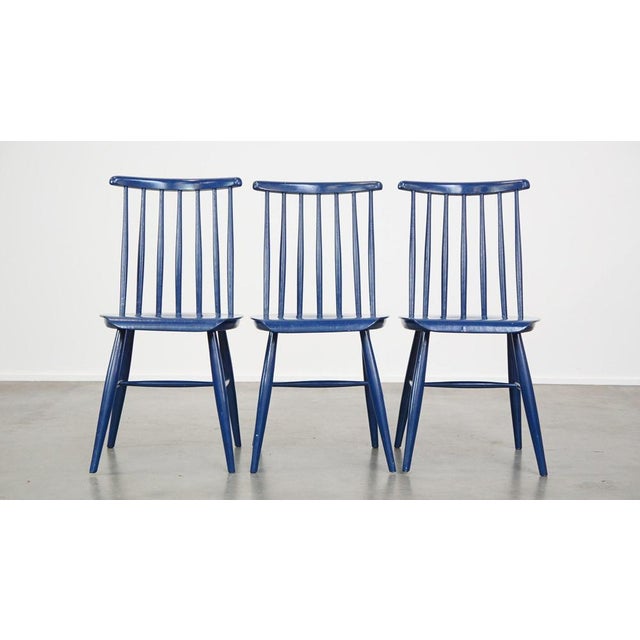 Blue Wooden Dining Chairs, 1960s, Set of 3 For Sale - Image 13 of 13