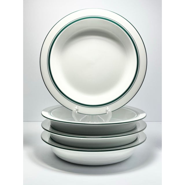 Dansk “Christianshavn, Green” Set of 4 Porcelain Rim Soup Bowls 8 1/8” Good vintage condition. No chips, cracks, or...