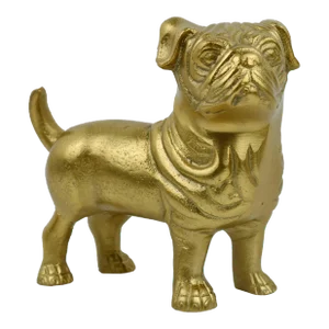 Late 20th Century Golden Cast Metal Bulldog Figurine