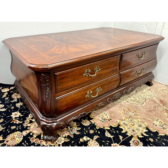 Wood Councill Carved Mahogany Coffee Table With 8 Drawers For Sale - Image 7 of 7